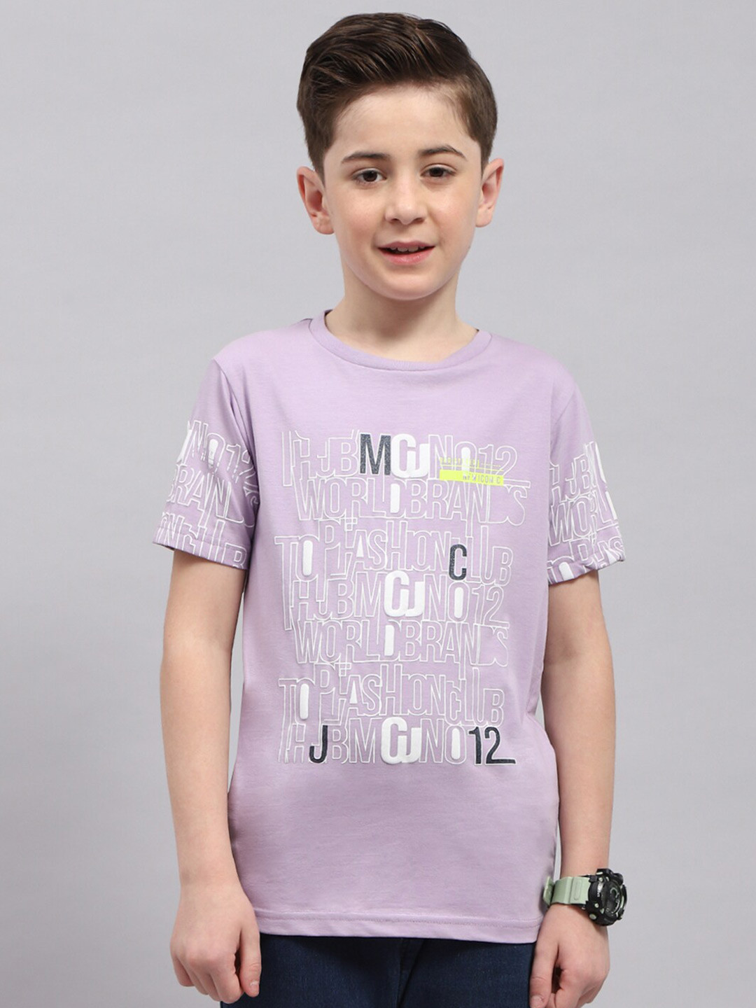

Monte Carlo Boys Typography Printed Round Neck T-shirt, Lavender