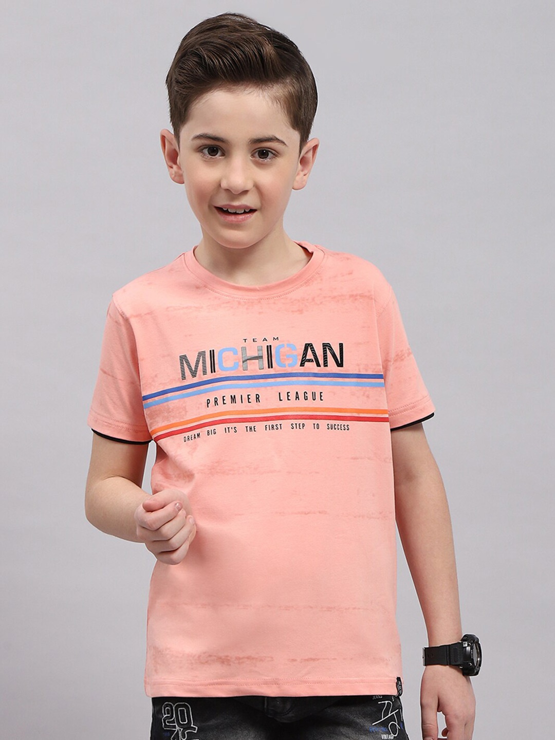 

Monte Carlo Boys Typography Printed Casual T-shirt, Peach