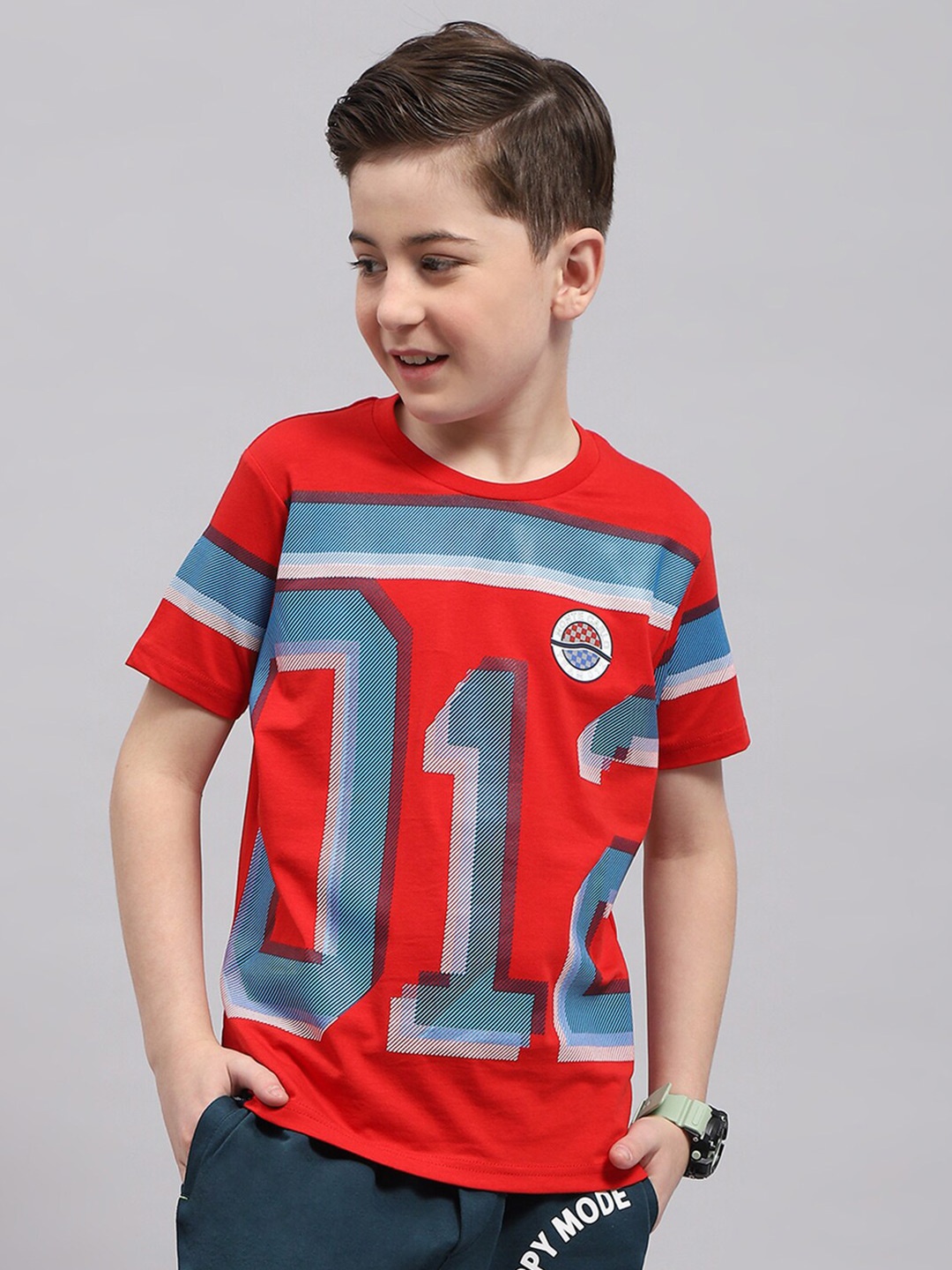 

Monte Carlo Boys Typography Printed Cotton T-Shirt, Red