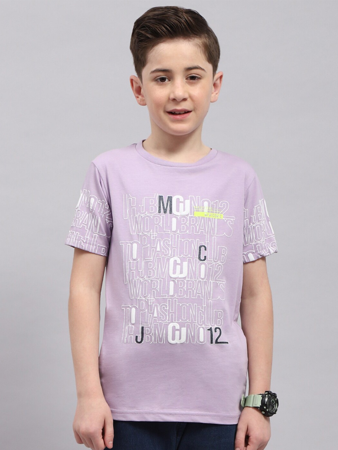 

Monte Carlo Boys Typography Printed T-shirt, Lavender