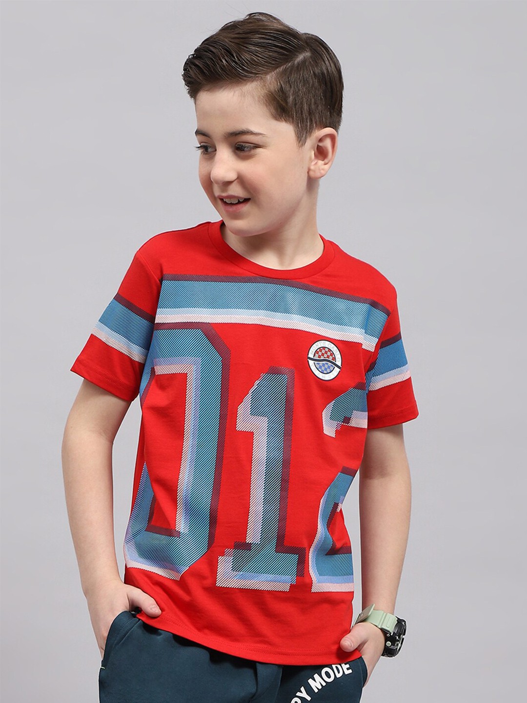 

Monte Carlo Boys Graphic Printed Casual T-shirt, Red