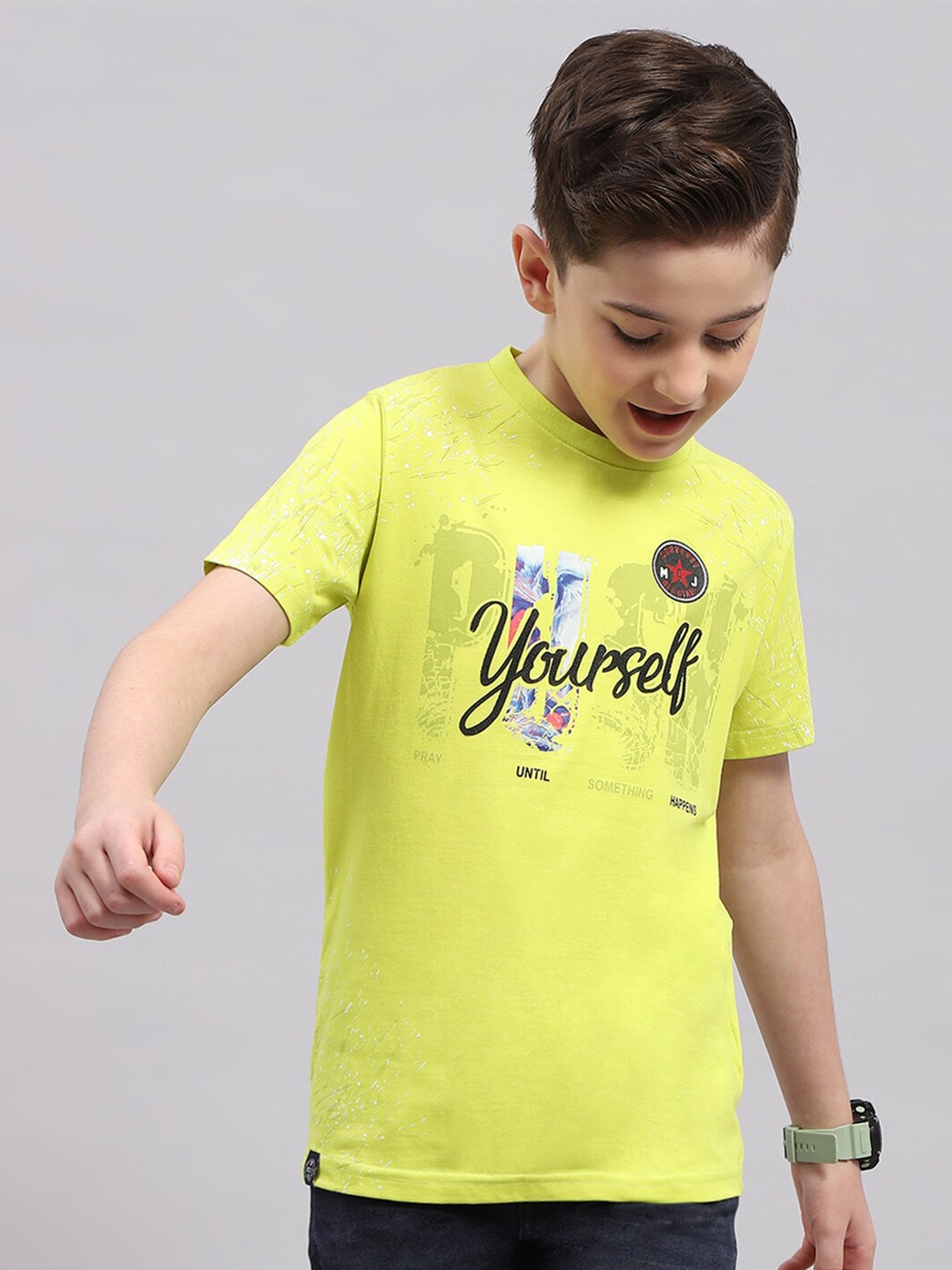 

Monte Carlo Boys Typography Printed T-shirt, Lime green