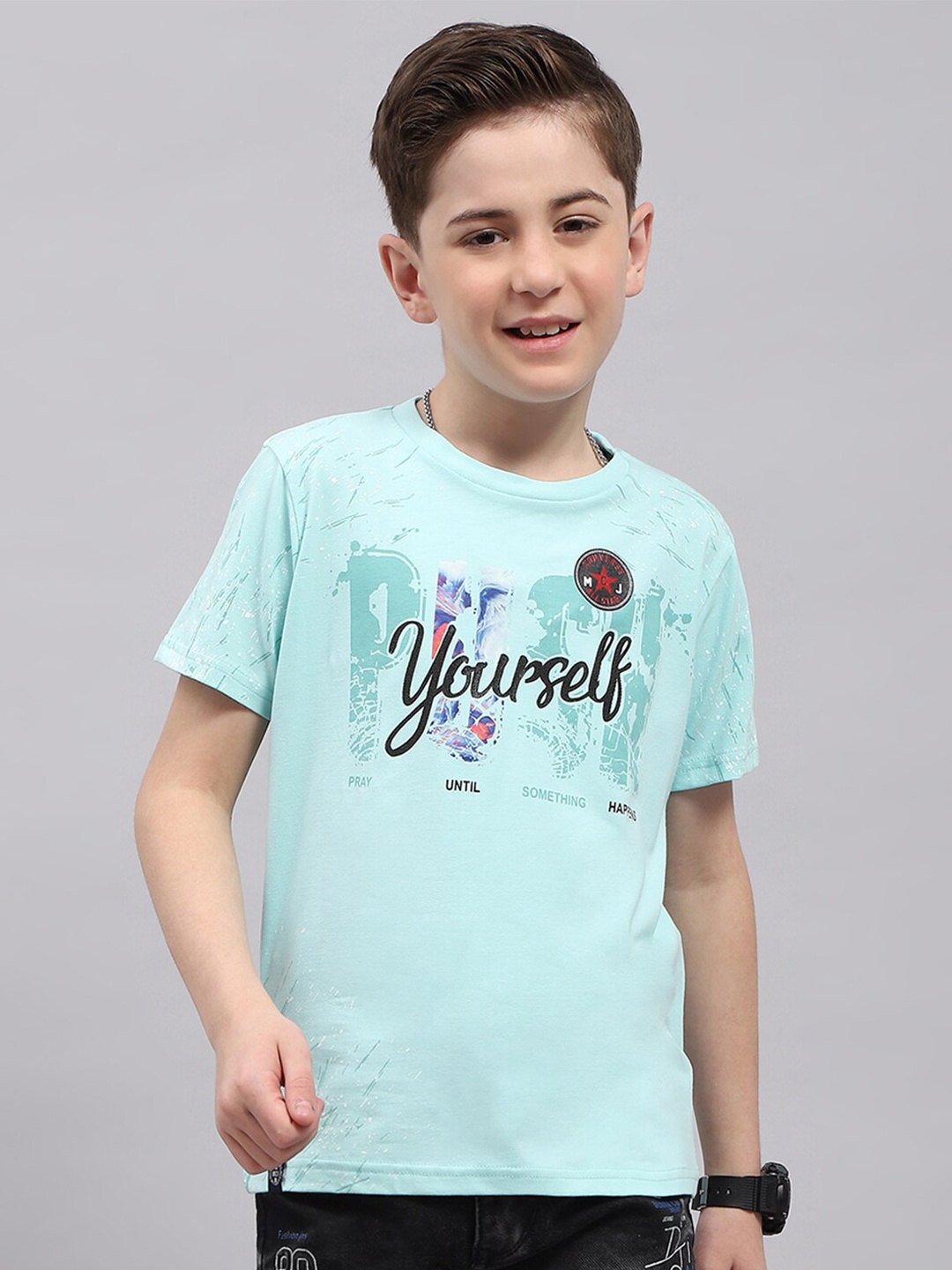 Monte Carlo Boys Typography Printed T-shirt, Blue