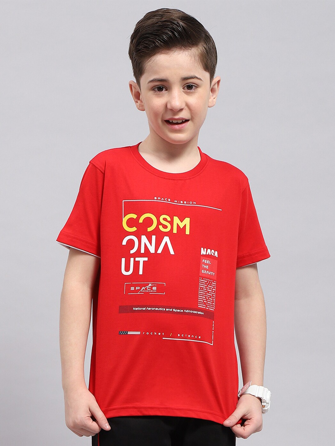 

Monte Carlo Boys Typography Printed Pure Cotton Sports T-shirt, Red