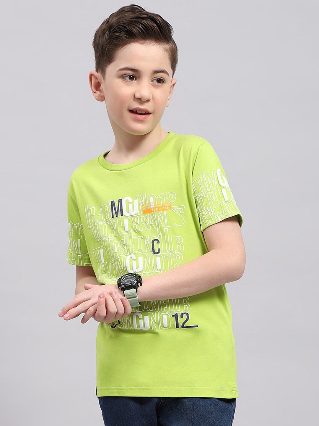 

Monte Carlo Boys Typography Printed Casual T-shirt, Green