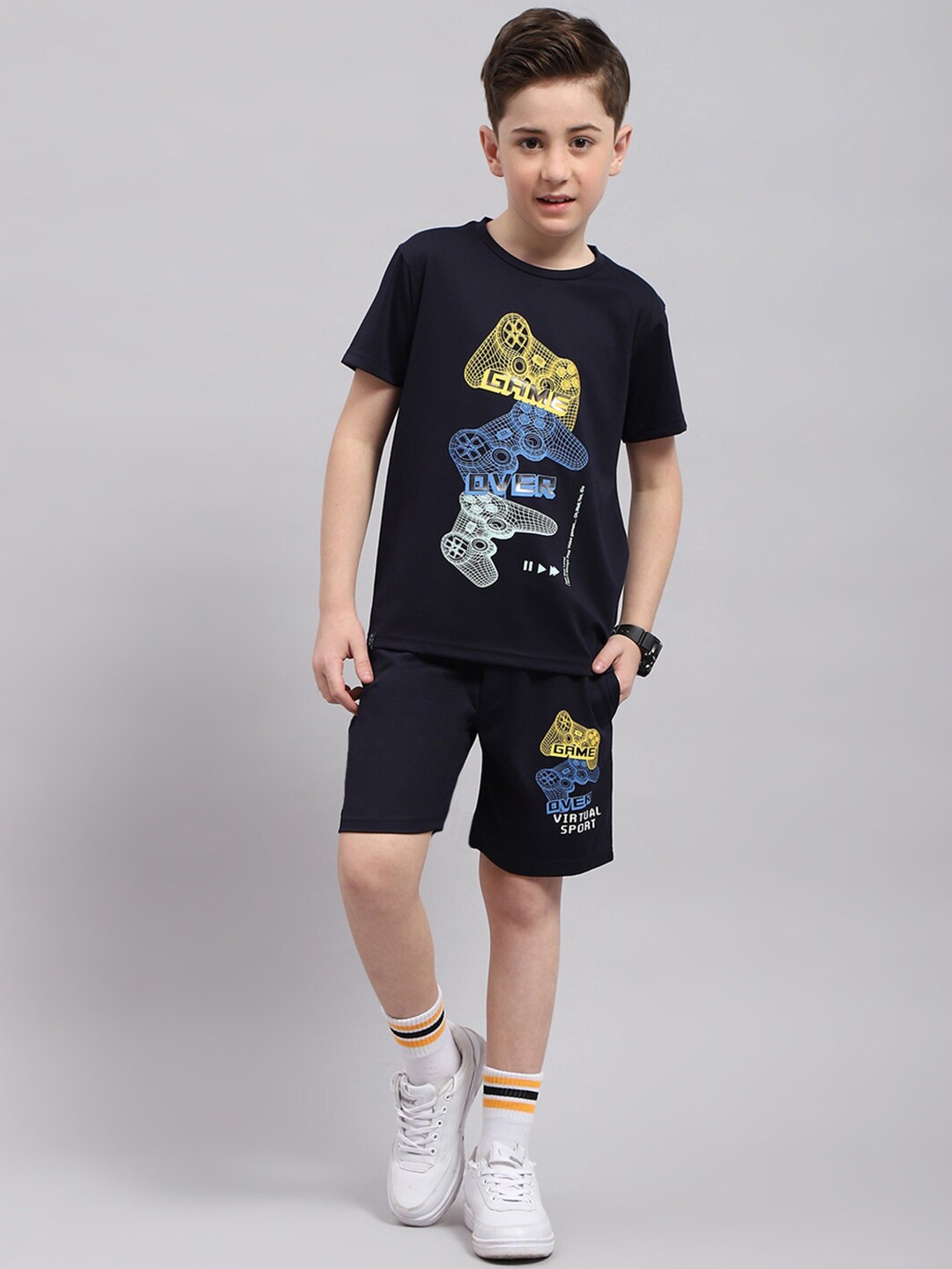 

Monte Carlo Boys Printed T-Shirt With Shorts, Navy blue