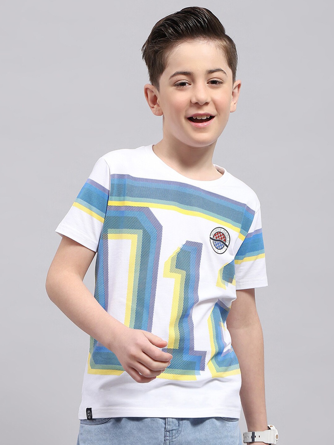 Monte Carlo Boys Typography Printed T-shirt, White