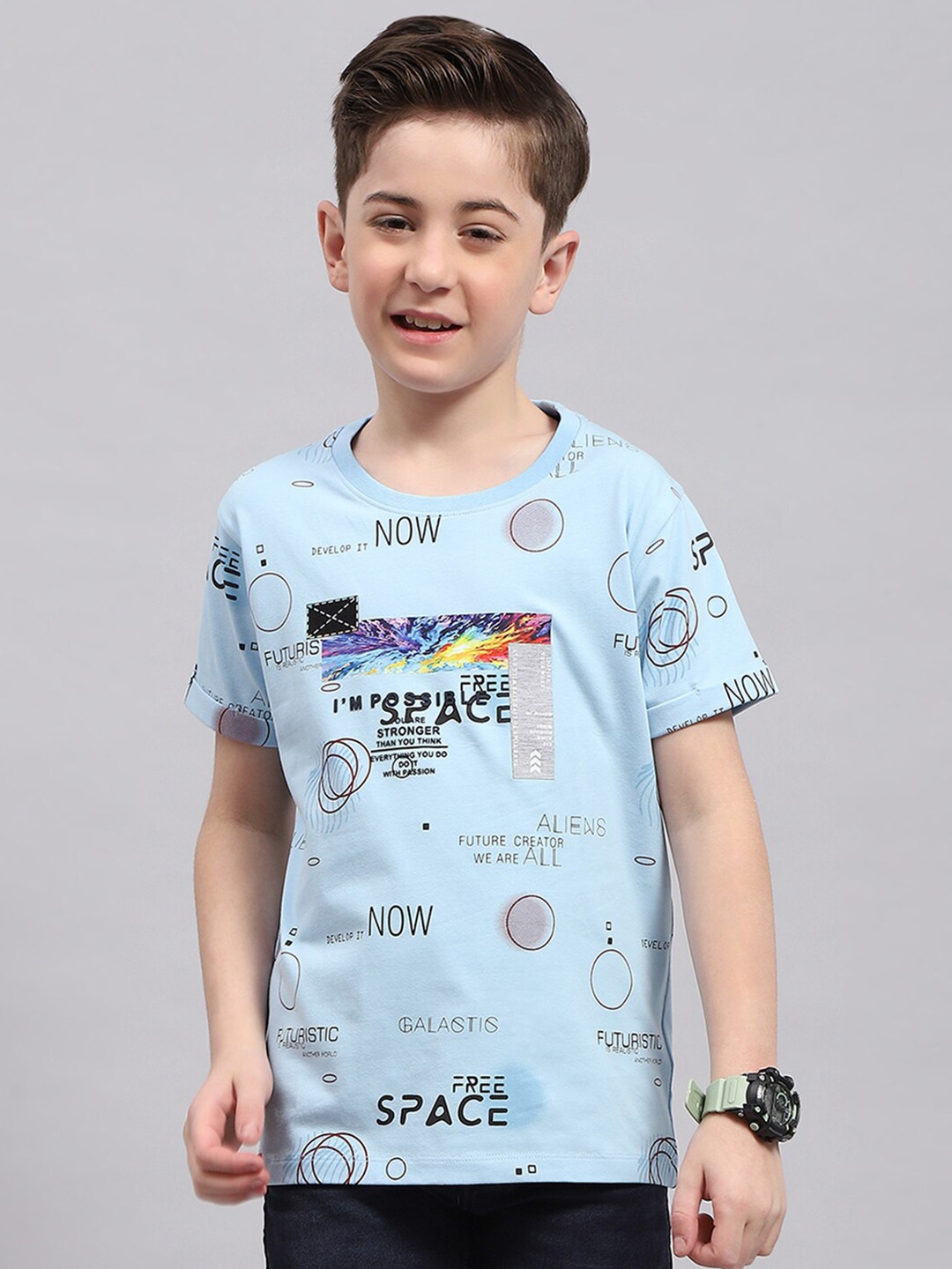 

Monte Carlo Boys Typography Printed Casual T-shirt, Blue