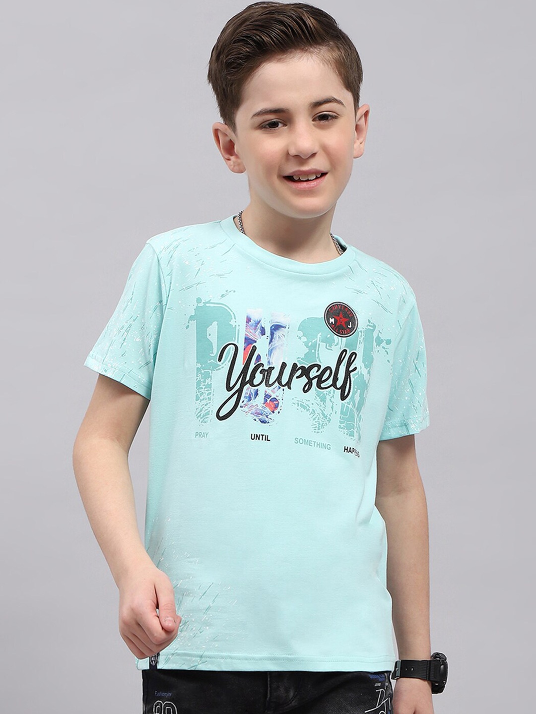 

Monte Carlo Boys Typography Printed Round Neck T-shirt, Blue