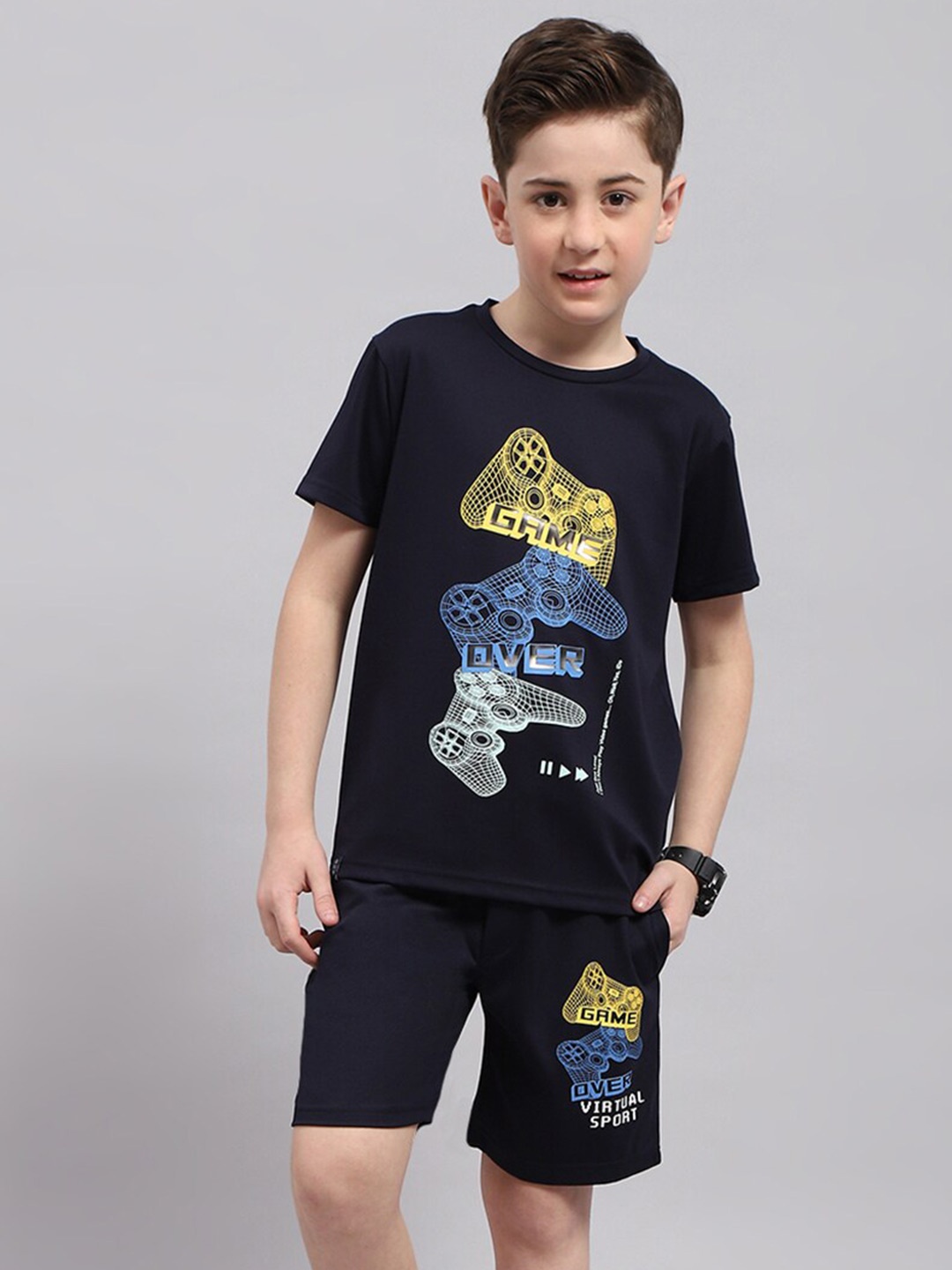 

Monte Carlo Boys Printed T-Shirt With Shorts, Navy blue