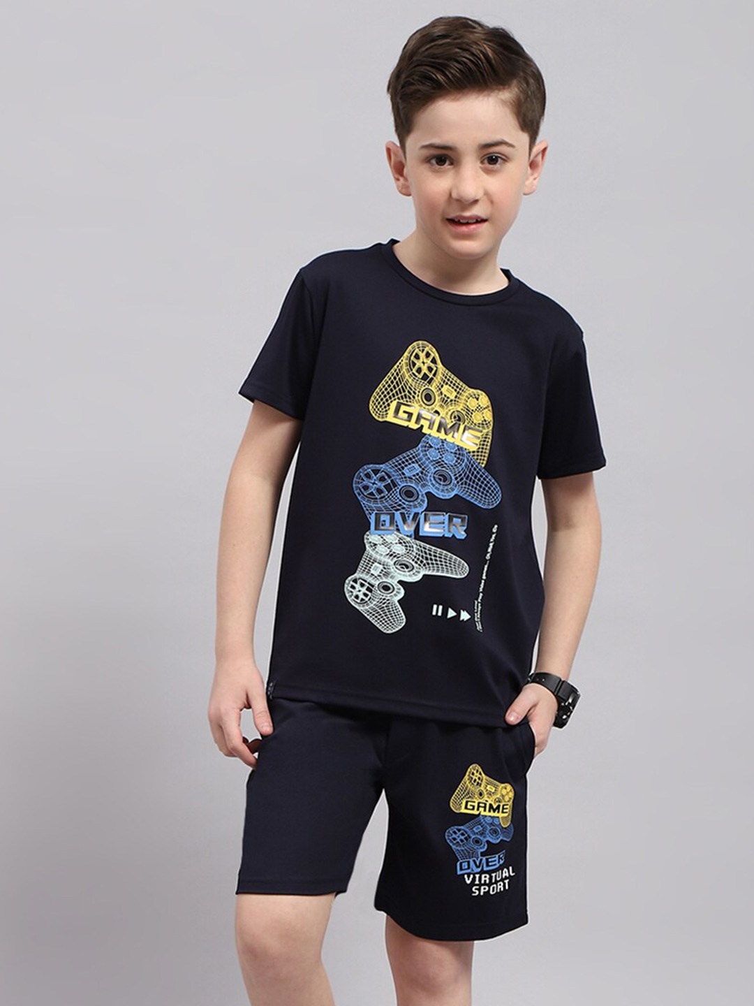 

Monte Carlo Boys Printed T-Shirt With Shorts, Navy blue