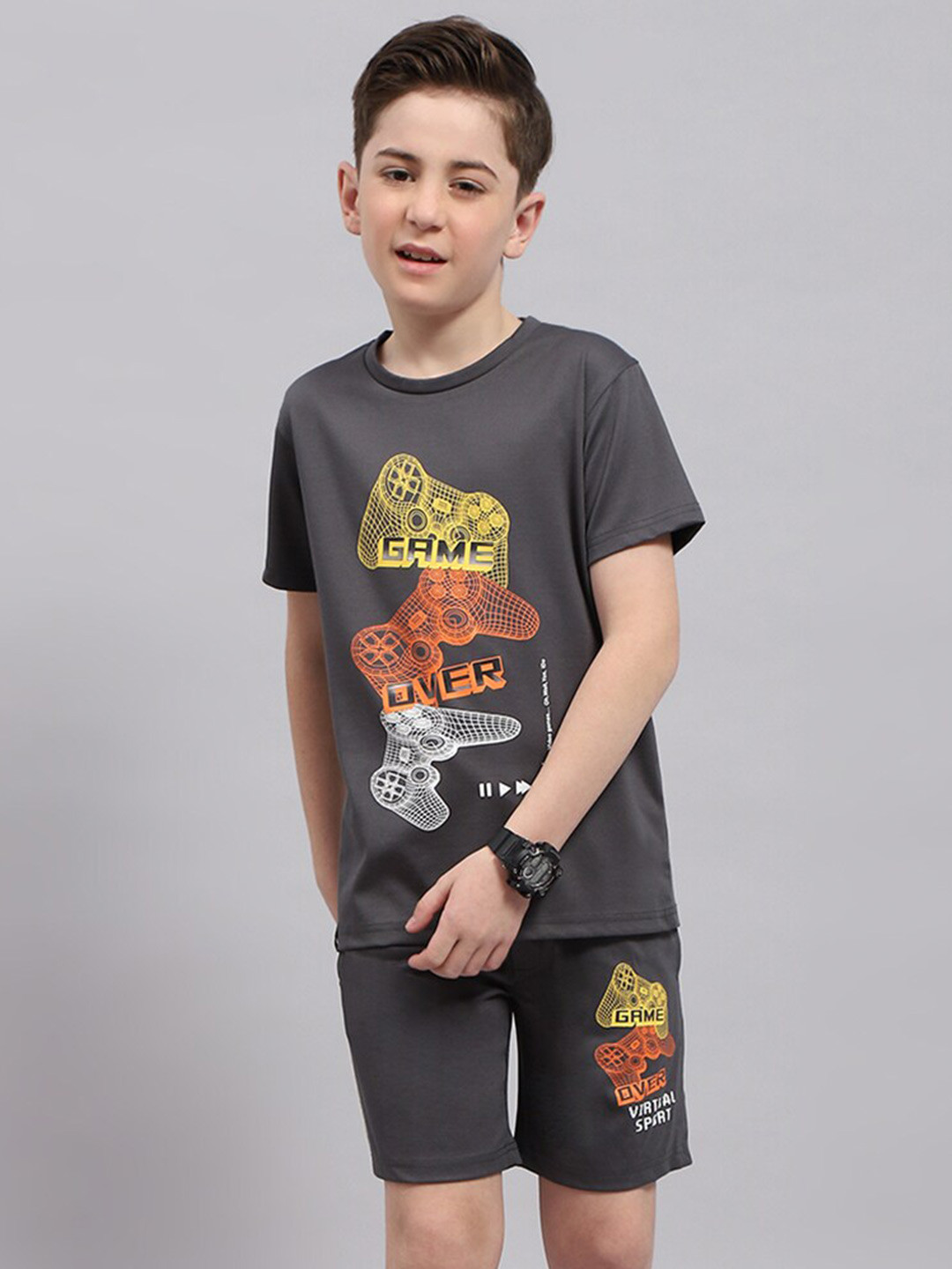 

Monte Carlo Boys Printed T-Shirt With Shorts, Grey