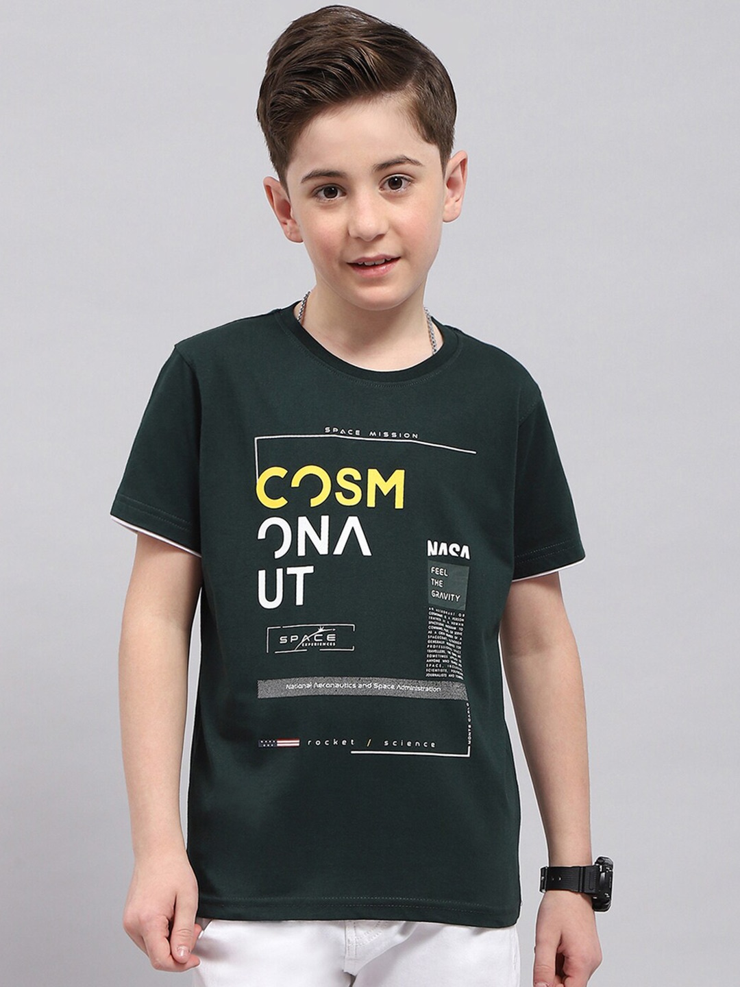 

Monte Carlo Boys Typography Printed Pure Cotton T-shirt, Green