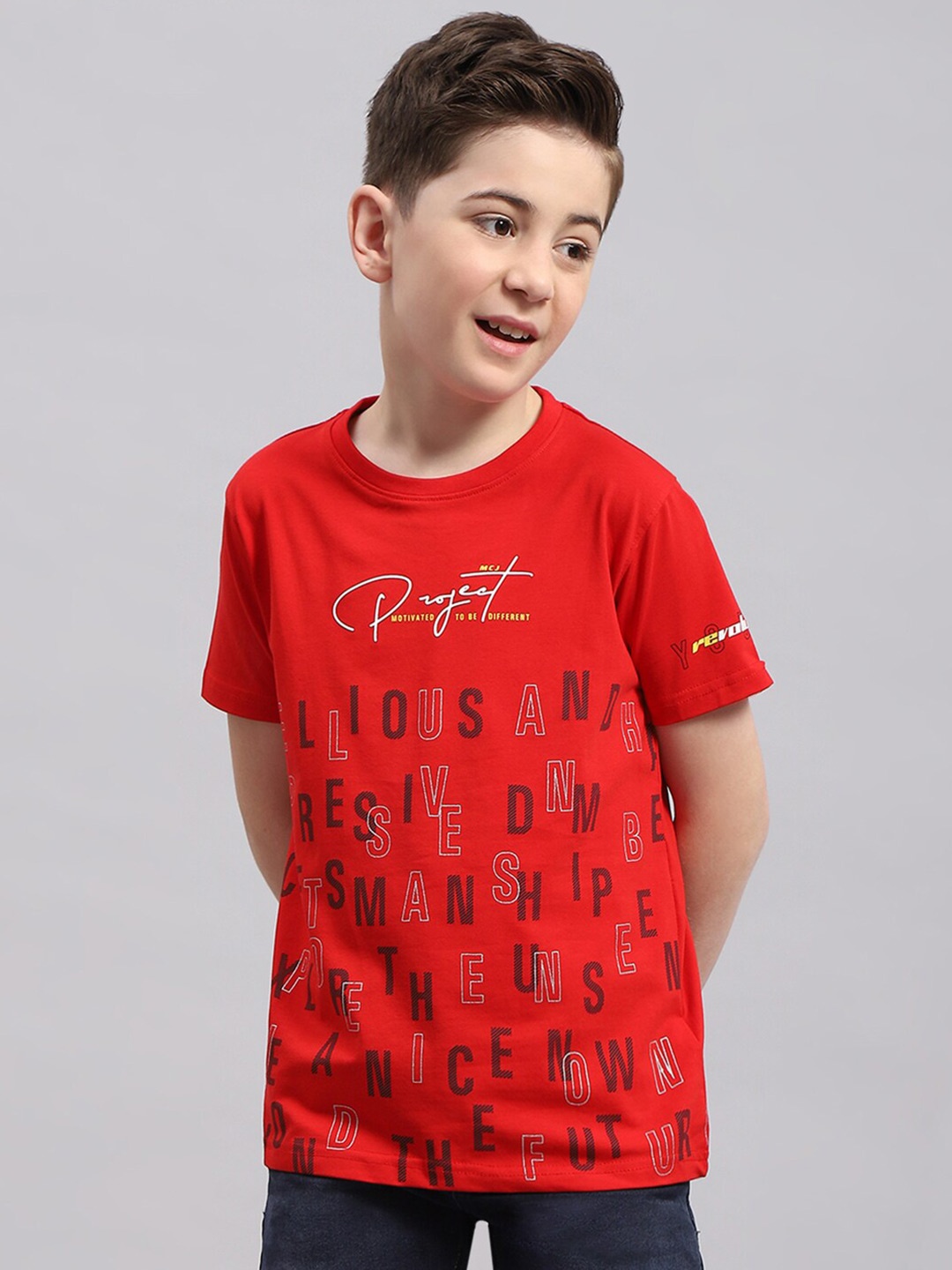 

Monte Carlo Boys Typography Printed Casual T-shirt, Red
