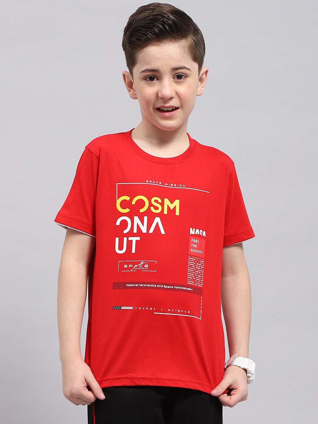 

Monte Carlo Boys Typography Printed Pure Cotton T-shirt, Red