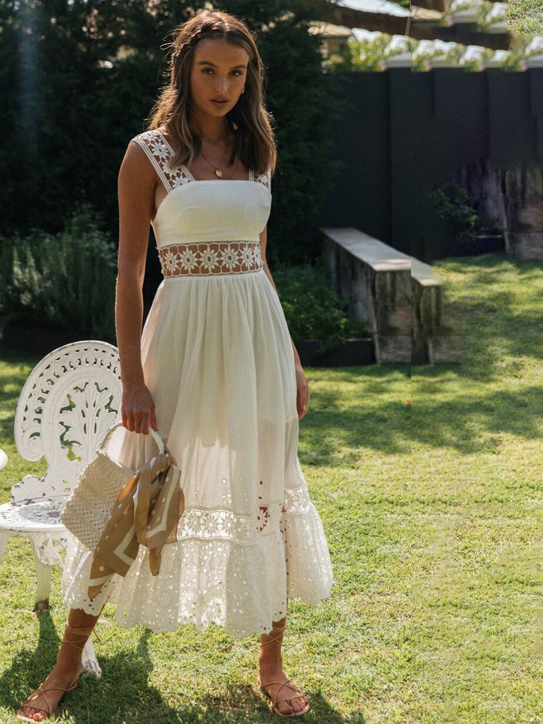 

StyleCast Shoulder Straps Sleeveless Fit & Flare Midi Dress, White