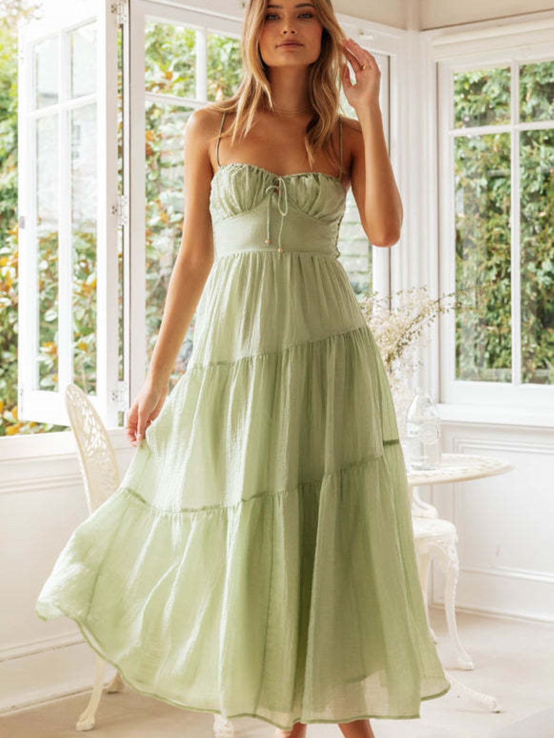 

StyleCast Women Tiered Empire Maxi Dress, Green