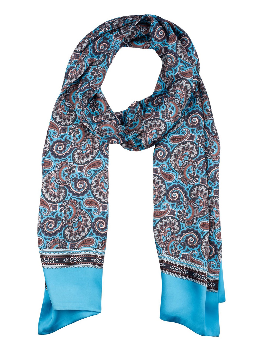 

The Tie Hub Men Paisley Printed Silk Scarf, Blue