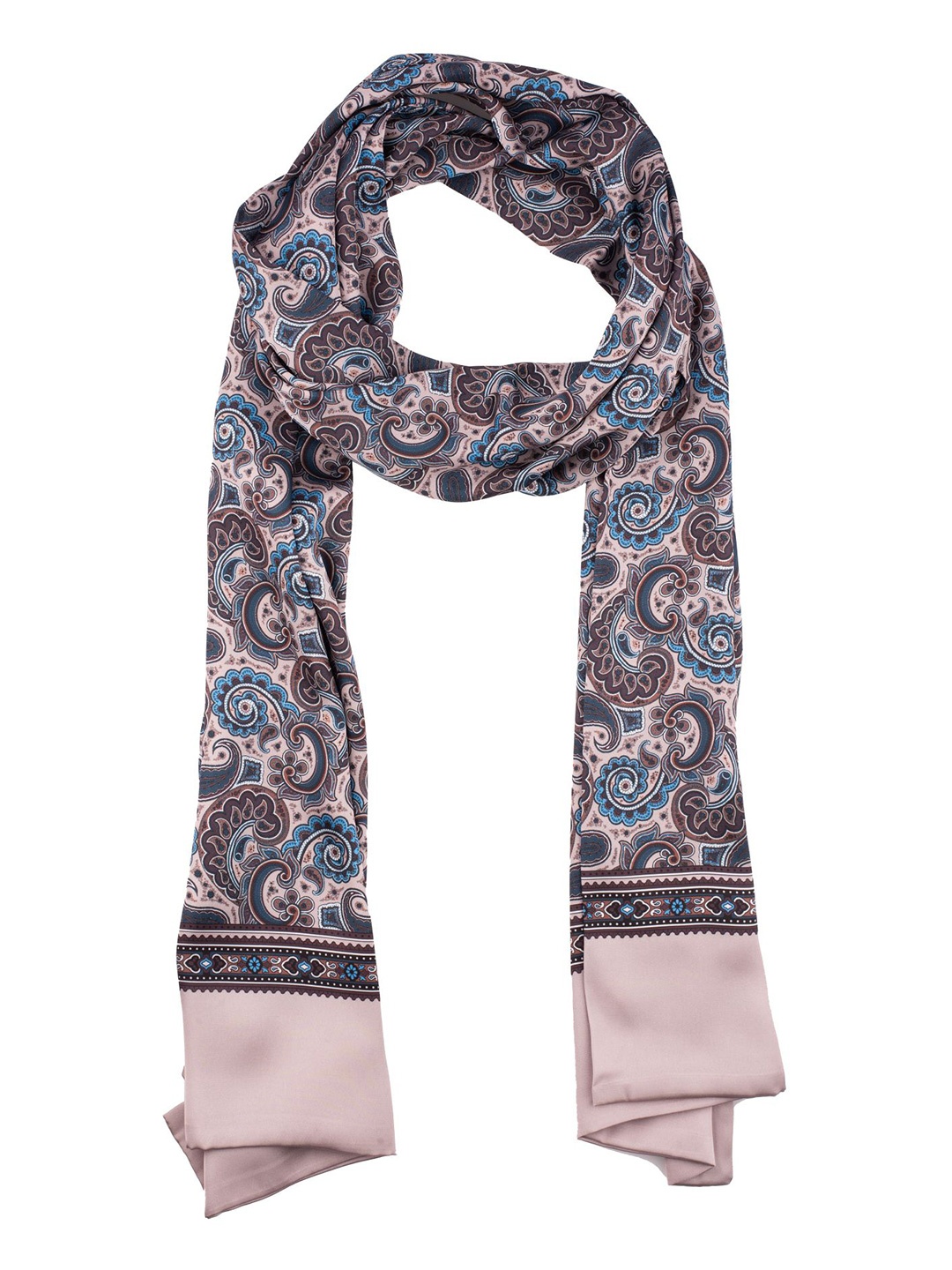 

The Tie Hub Men Paisley Printed Silk Scarf, Beige