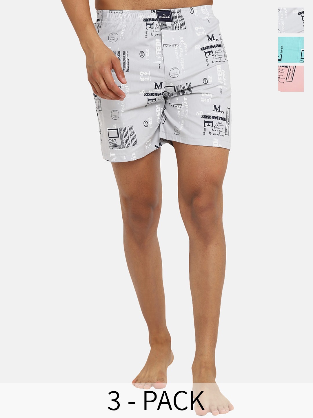 

Bukkl Pack Of 3 Printed Boxers LAFFER-8, Blue