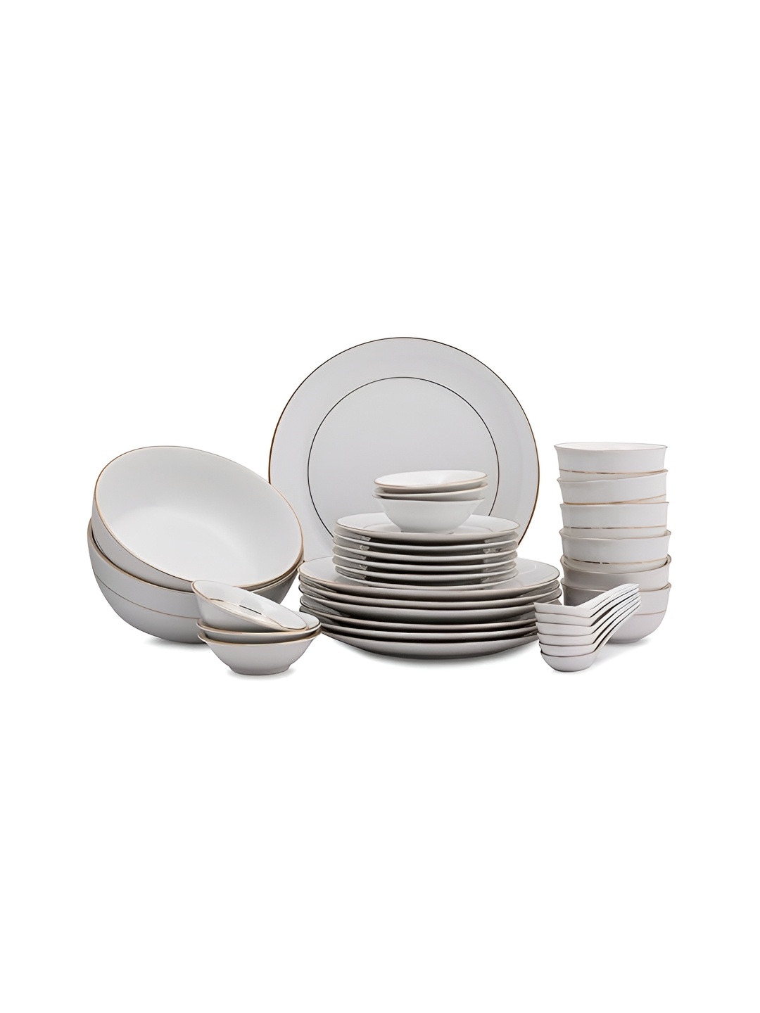 

Hitkari White & Gold-Toned 33 Pieces Printed Porcelain Matte Dinner Set