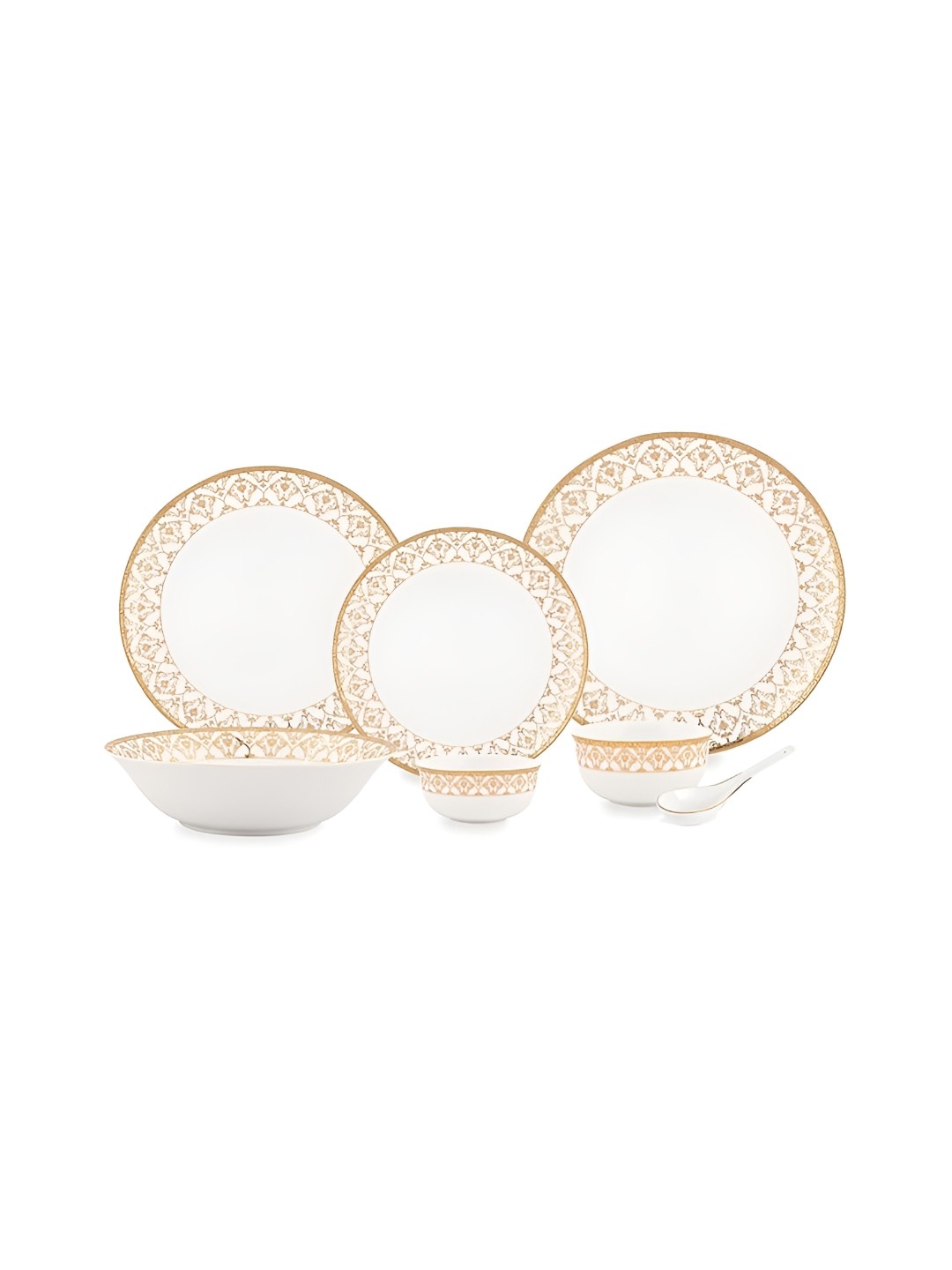

Hitkari White & Brown 33 Pieces Porcelain Matte Dinner Set