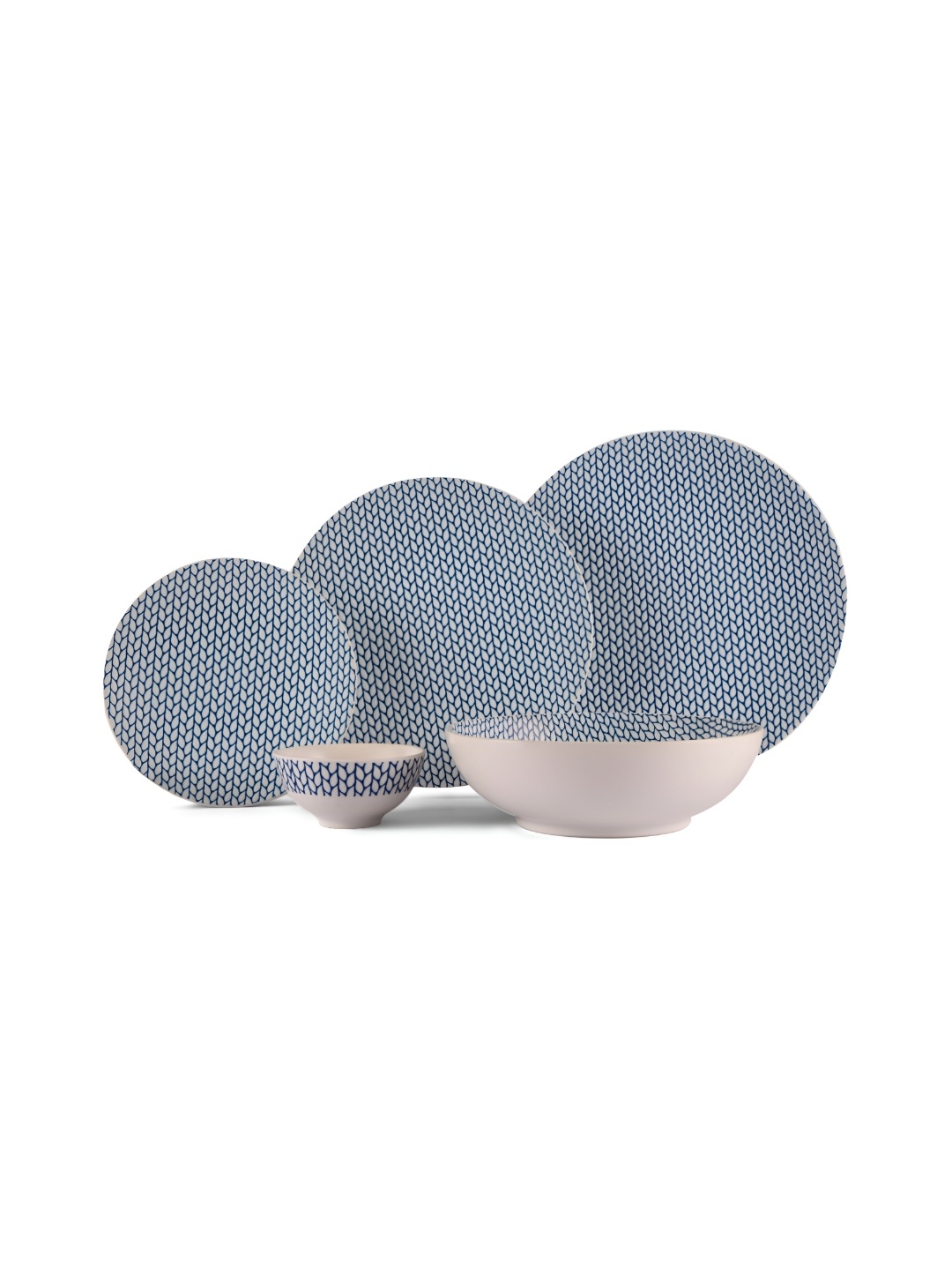 

Hitkari Blue & 21 Pieces Geometric Printed Porcelain Matte Dinner Set