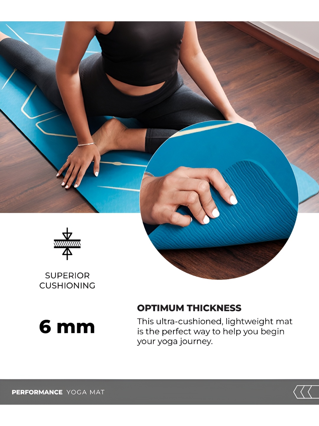

TEGO Grey Geometric Printed Yoga Mat With GuideAlign
