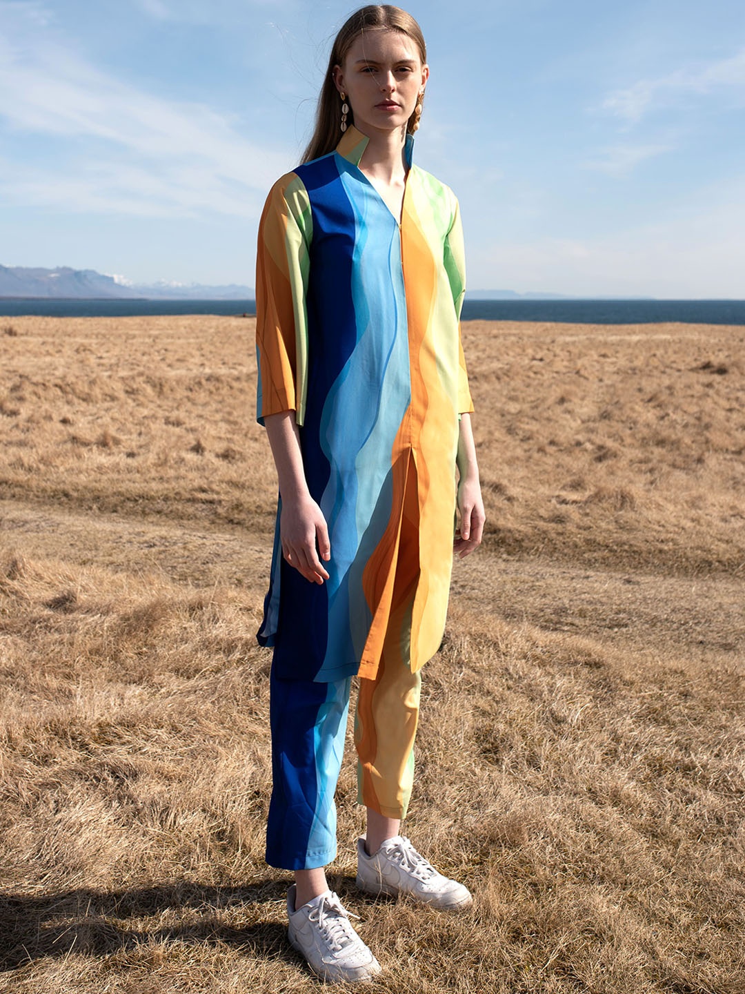 

Dash and Dot Colourblocked Tunic With Trousers, Blue