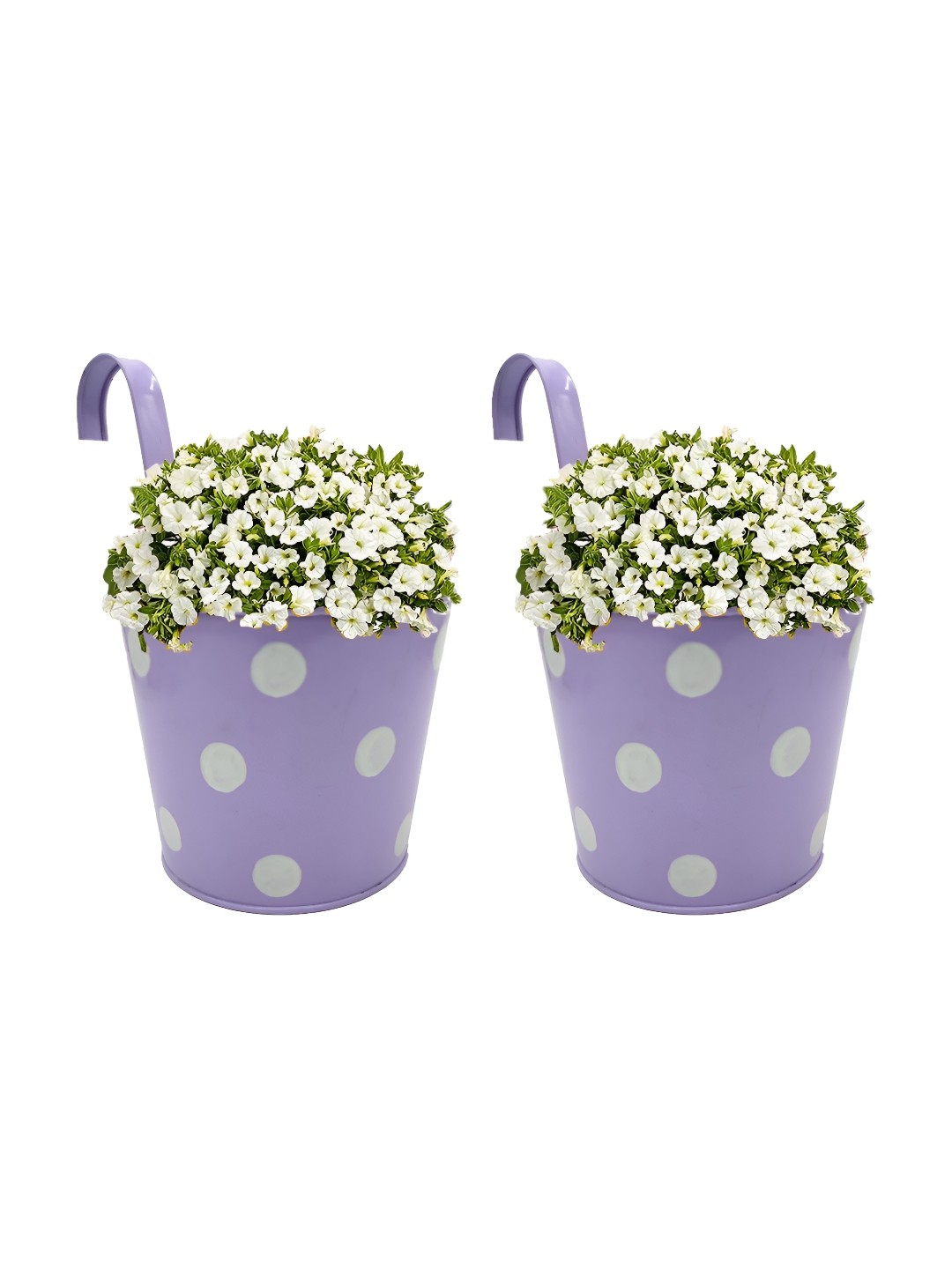

Garden Deco Purple & White 2 Pieces Metal Planter With Holders