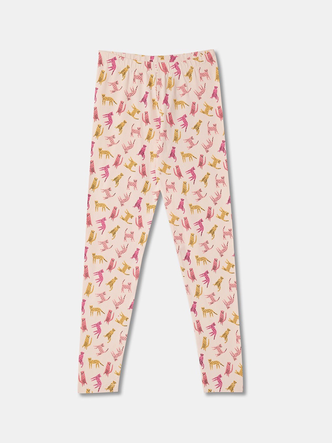 

R&B Girls Printed Cotton Ankle-Length Leggings, Pink