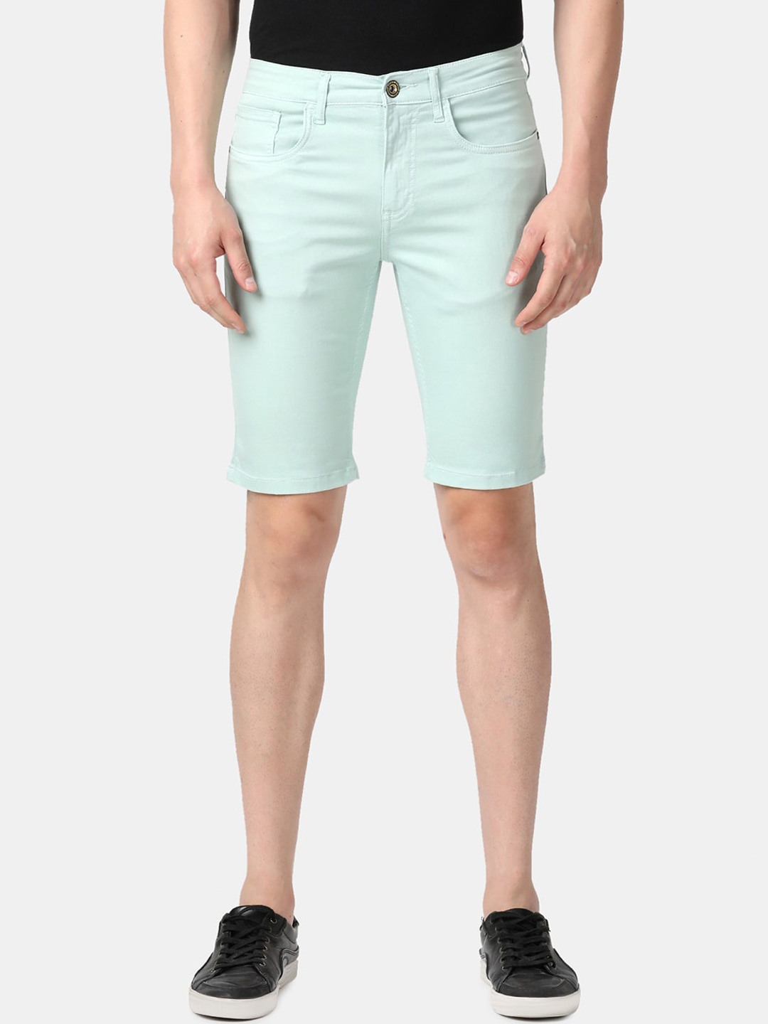 

Llak Jeans Men Mid-Rise Slim Fit Denim Shorts, Sea green