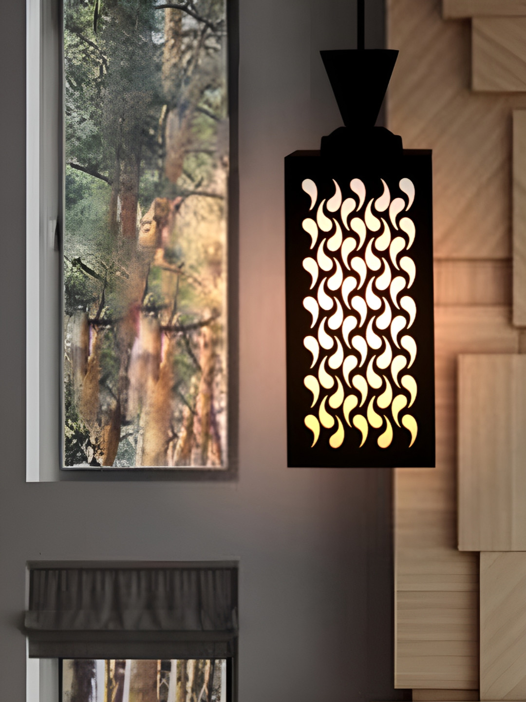 

Afast Brown Textured Wooden Ceiling Lamp