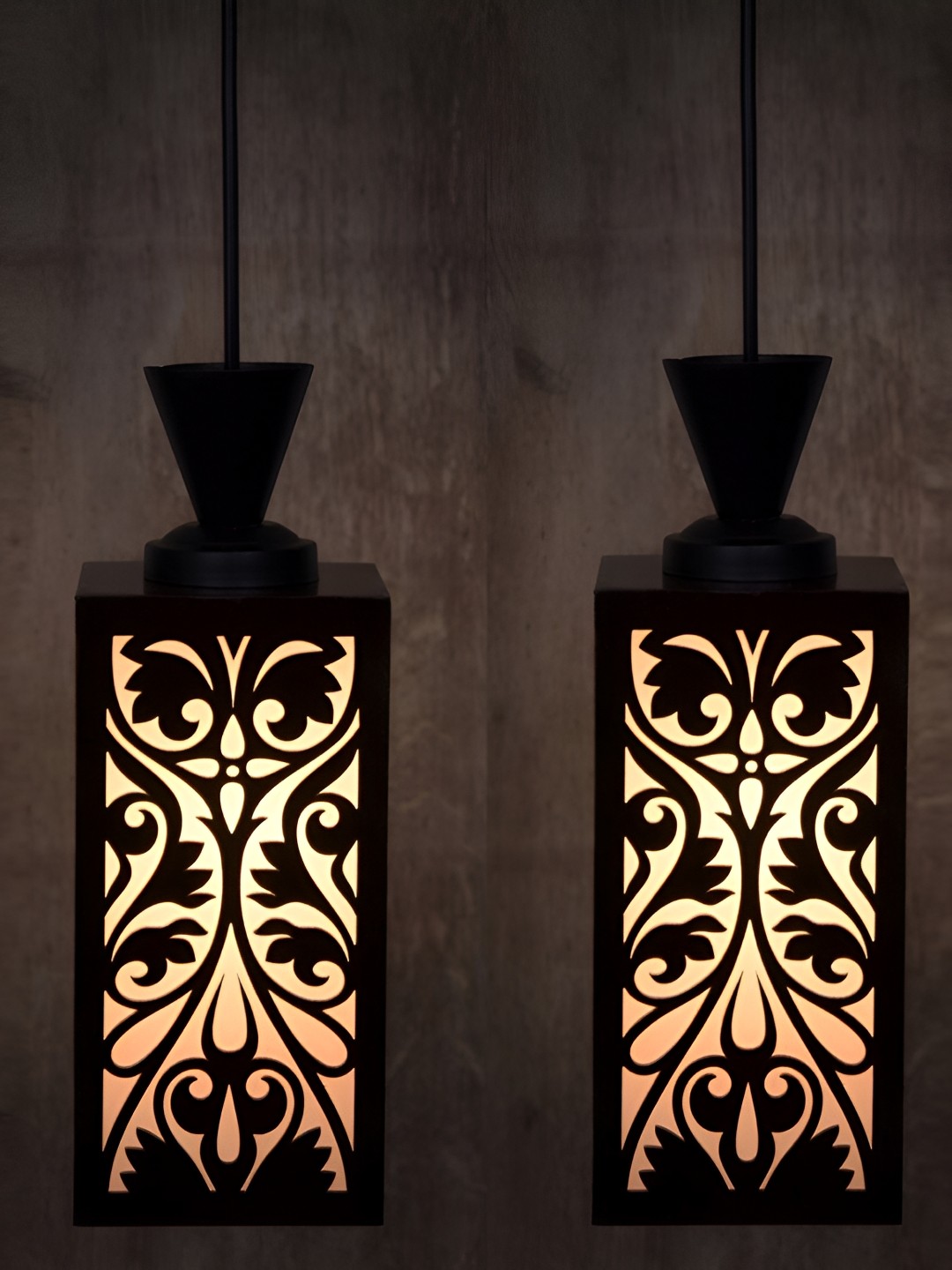 

Afast Brown 2 Pieces Textured Rectangle Wooden Contemporary Ceiling Lamp