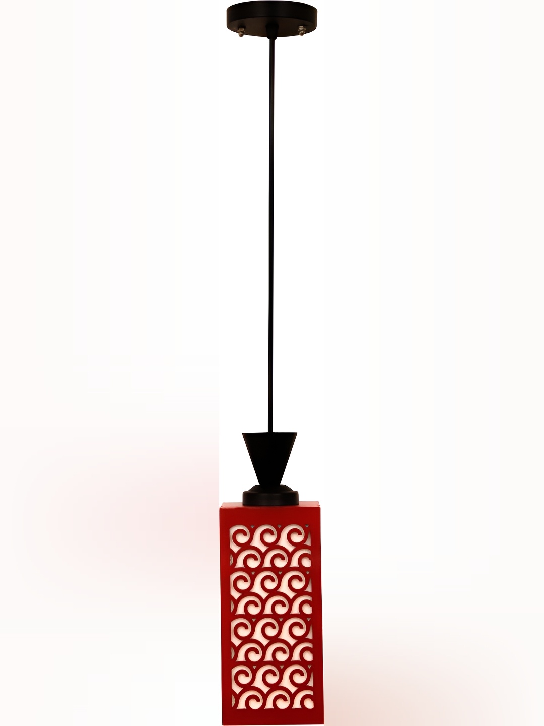

Afast Red Textured Rectangle Wooden Contemporary Ceiling Lamp