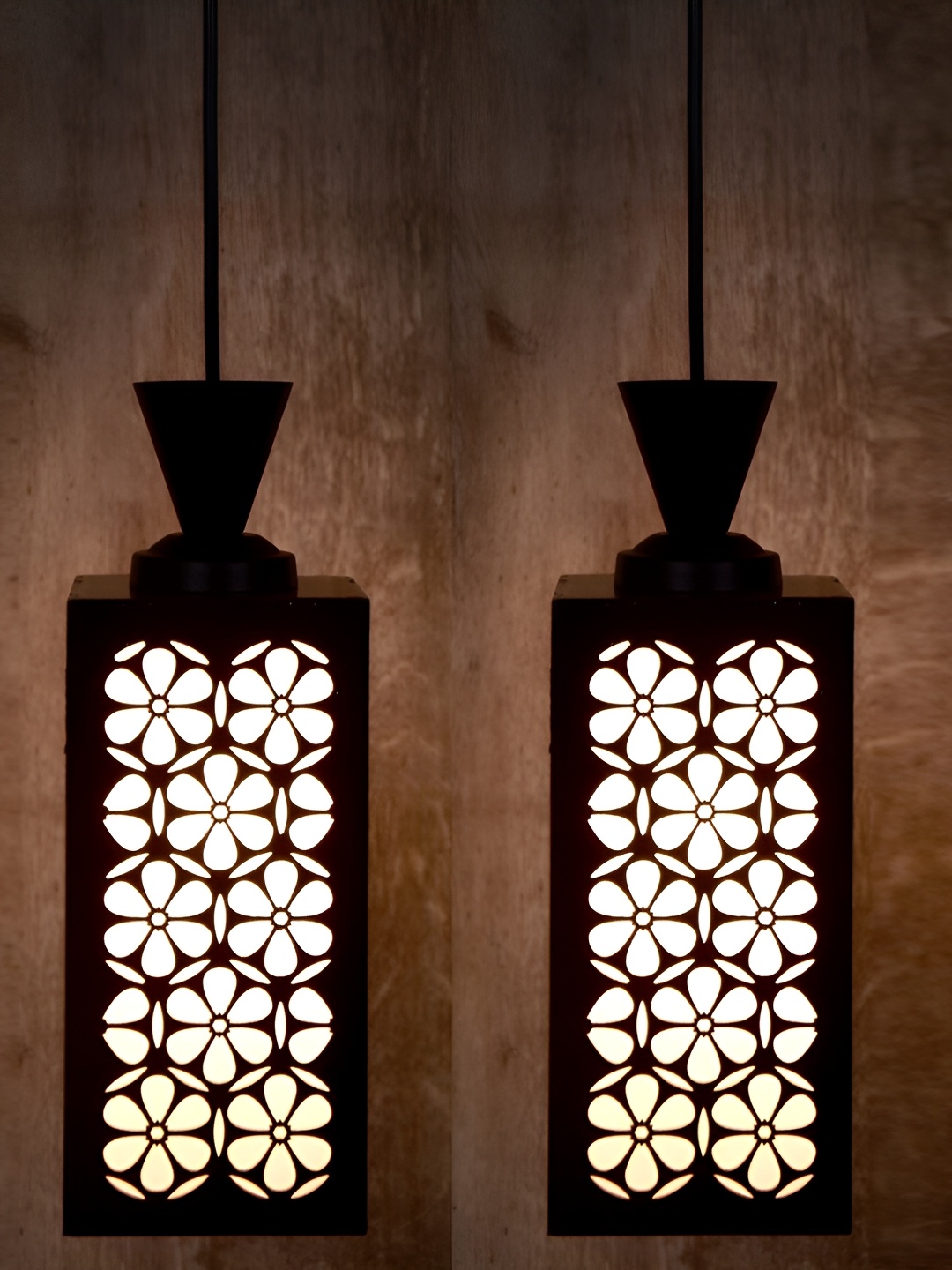 

Afast Brown & White 2 Pieces Wooden Textured Traditional Ceiling Lamps