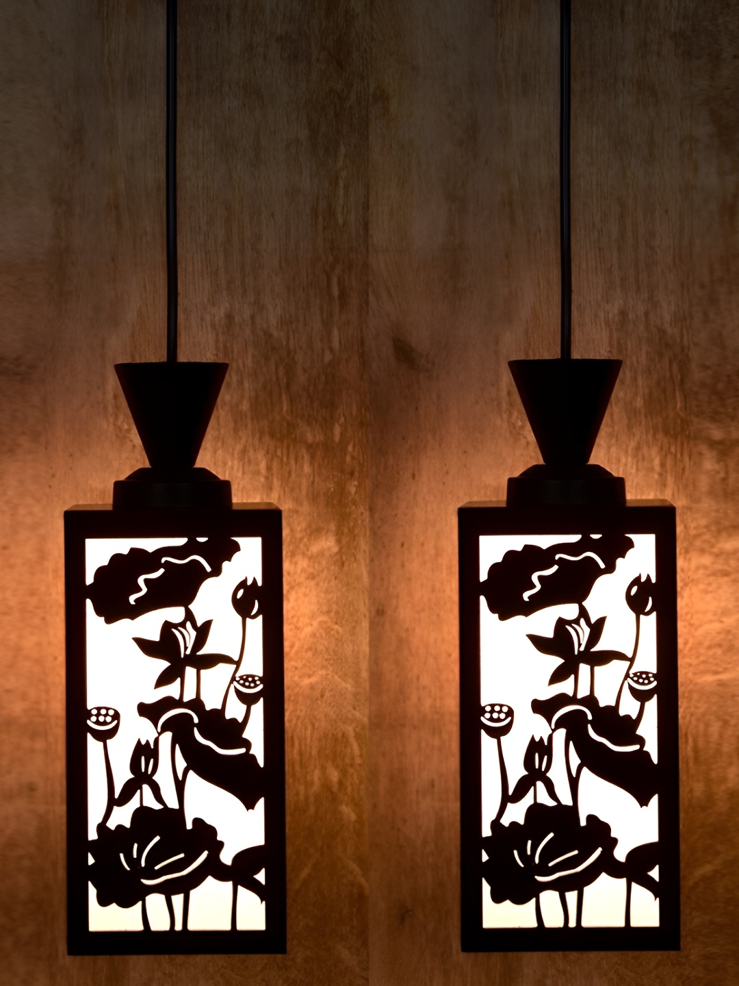

Afast Brown & White 2 Pieces Wooden Textured Traditional Ceiling Lamps