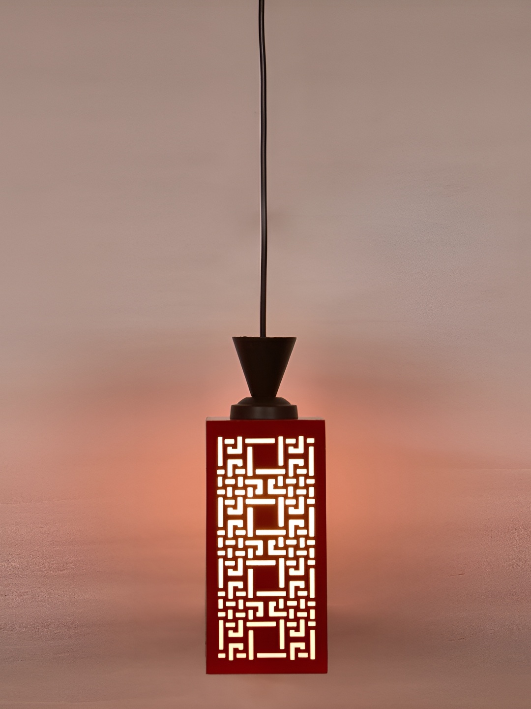 

Afast Red and White Wooden Textured Contemporary Ceiling Lamp