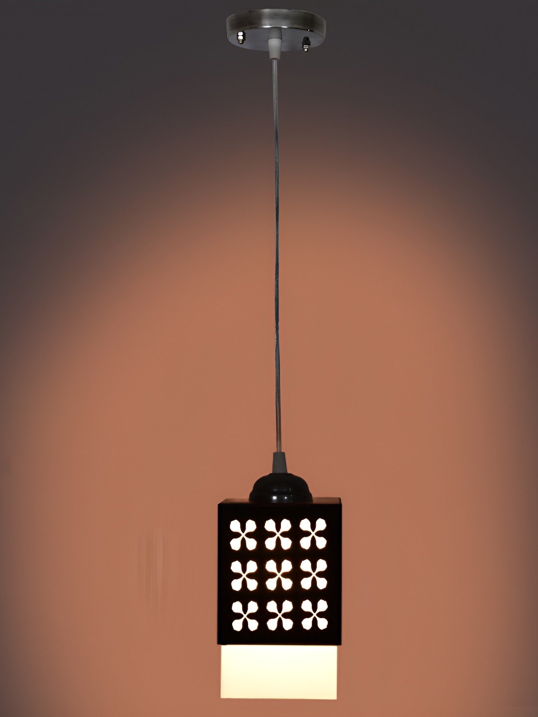 

Afast Black and White Wooden Textured Contemporary Ceiling Lamp, Brown