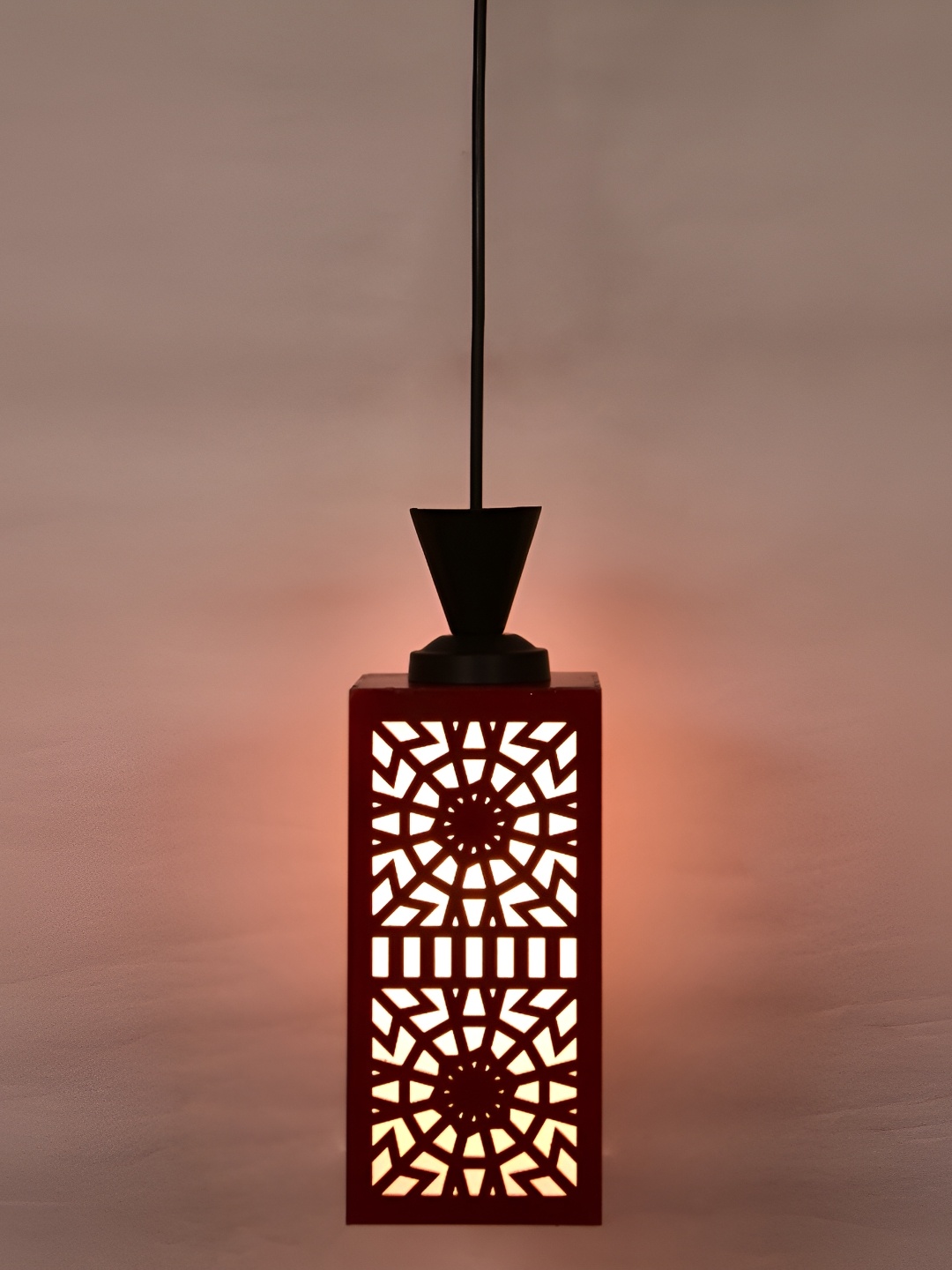 

Afast Red and White Wooden Textured Contemporary Ceiling Lamp