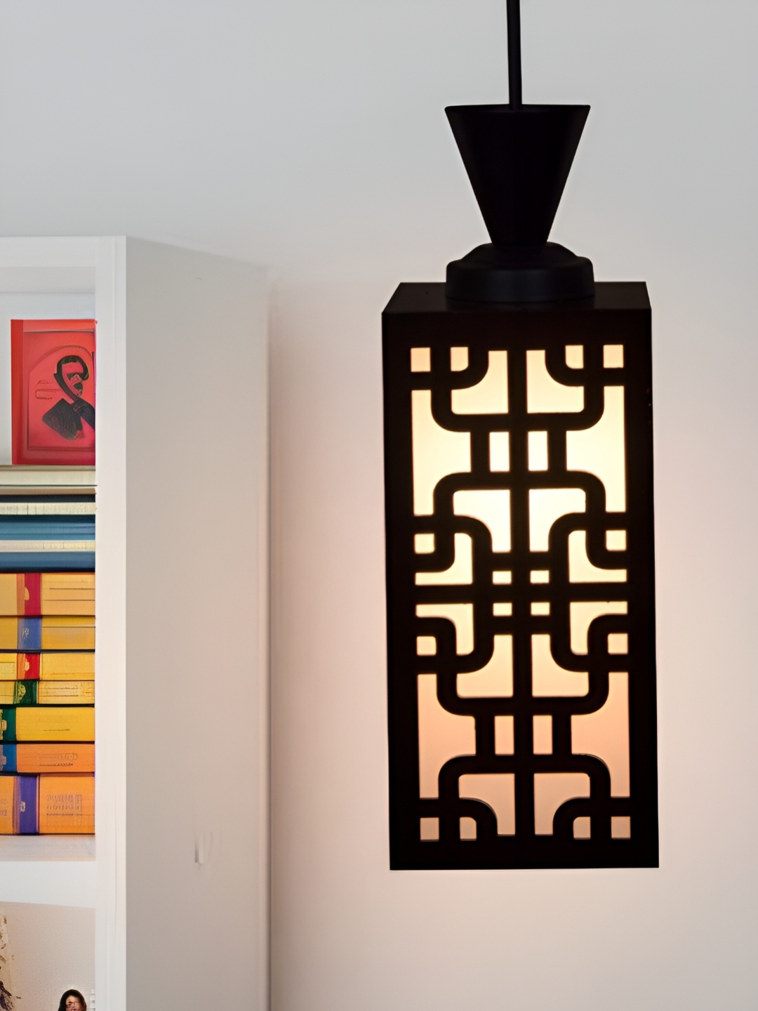 

Afast Brown & Black Textured Rectangle Shaped Wooden Contemporary Ceiling Lamp