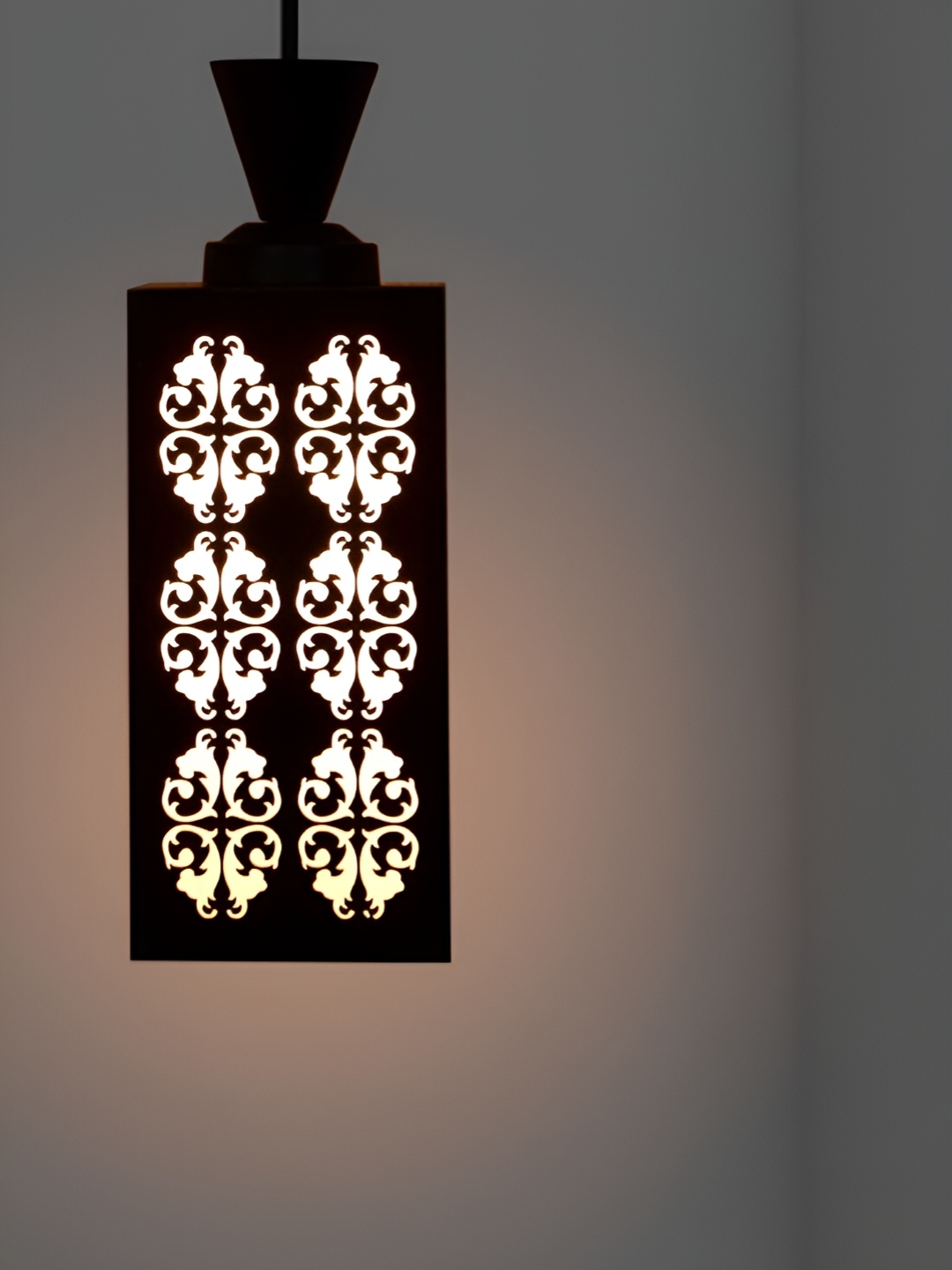 

Afast Brown & Black Textured Rectangle Shaped Wooden Contemporary Ceiling Lamp
