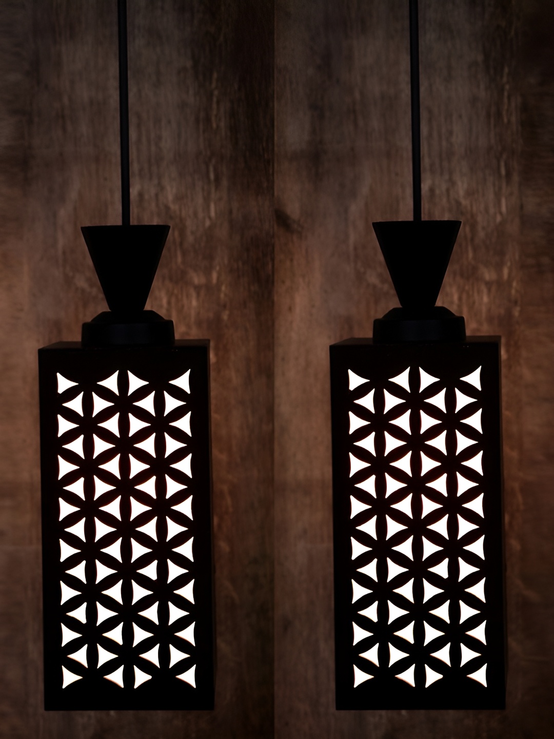 

Afast Brown & Black Textured Rectangle Shaped Wooden Contemporary Ceiling Lamp