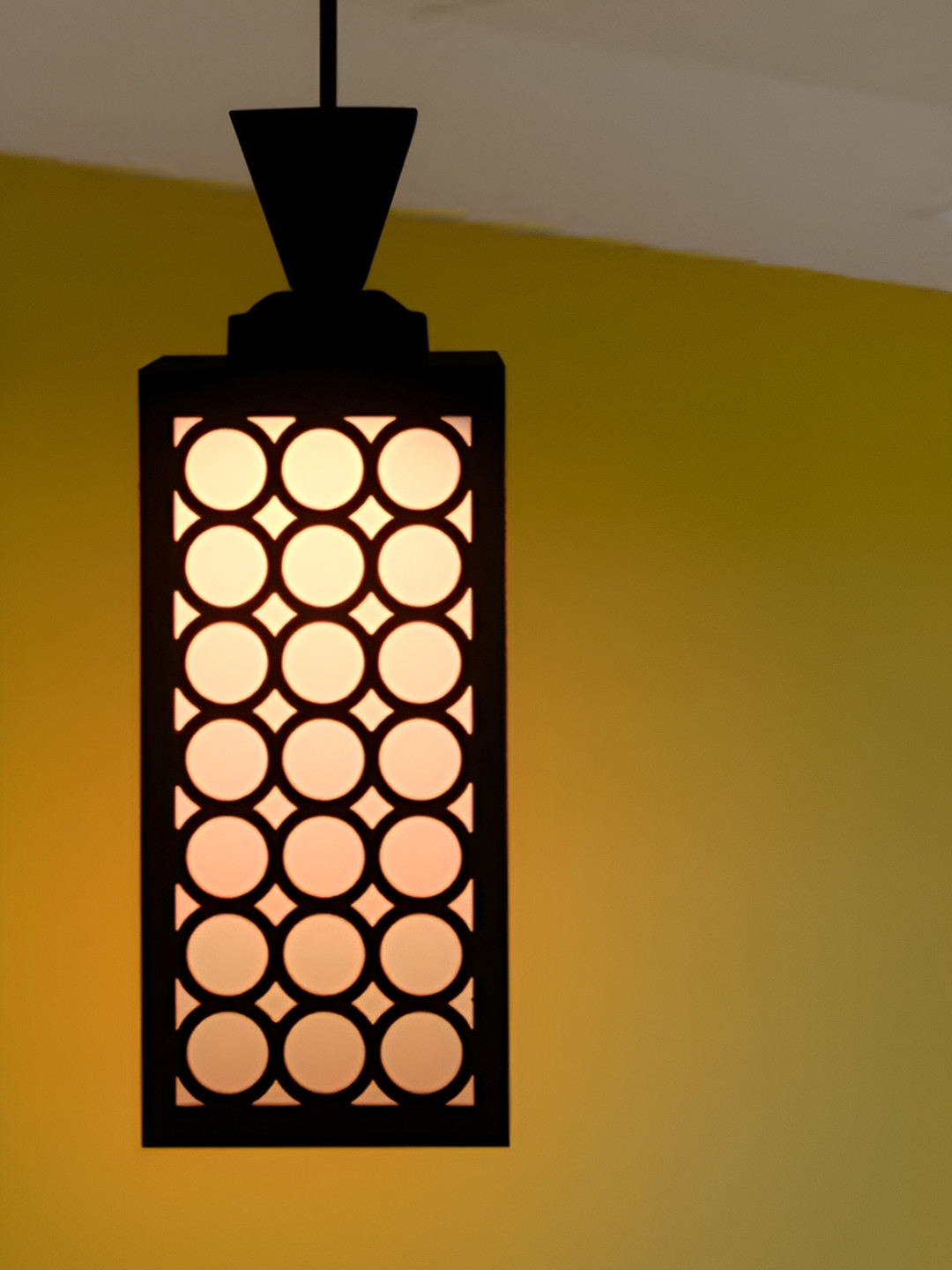 

Afast Brown & Black Textured Rectangle Shaped Wooden Contemporary Ceiling Lamp