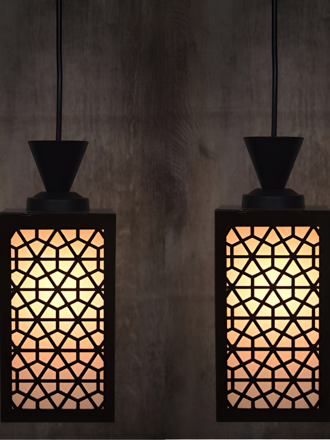

Afast Brown Textured Rectangle Contemporary Wooden Ceiling Lamp