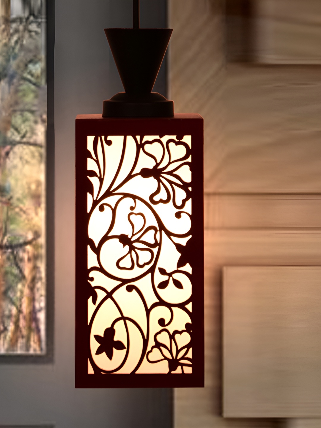 

Afast Red & White Textured Wooden Traditional Ceiling Lamp