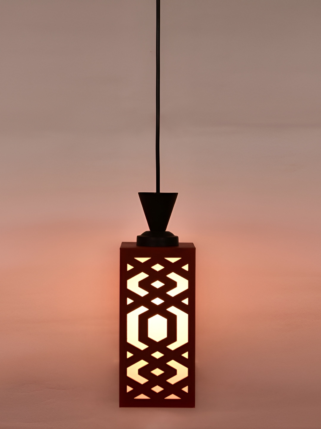 

Afast Red and White Wooden Textured Contemporary Ceiling Lamp