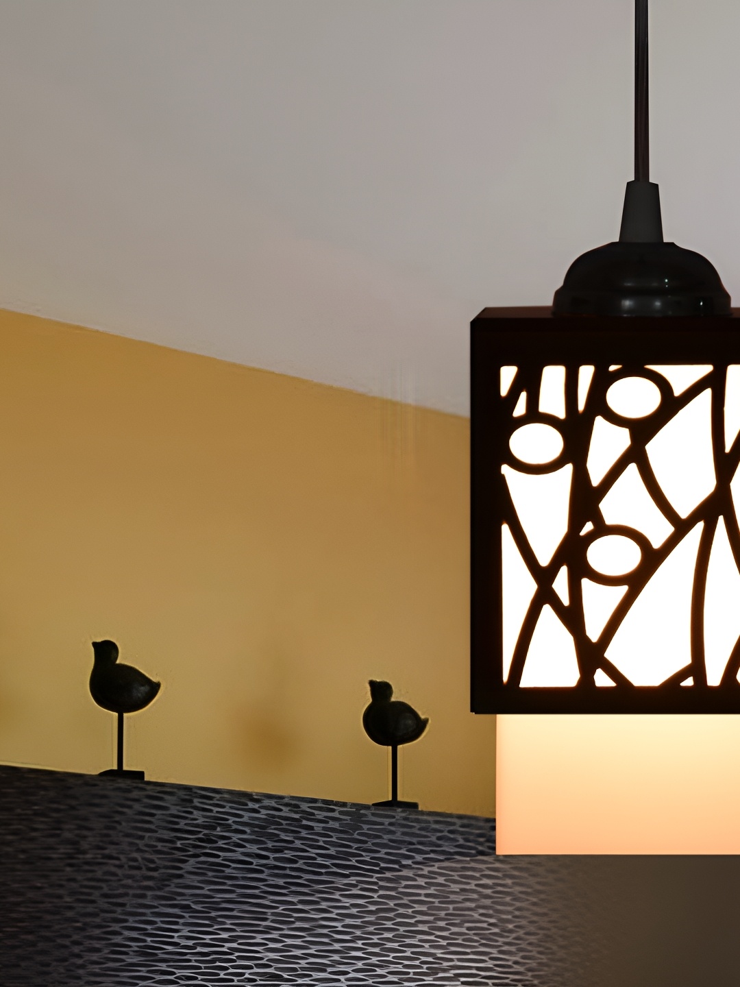 

Afast Black and White Wooden Textured Contemporary Ceiling Lamp