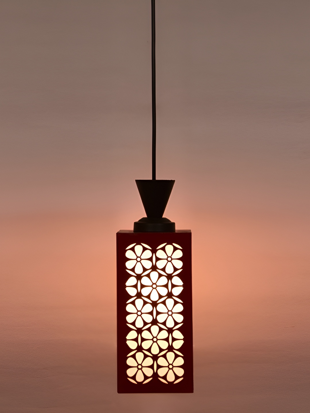 

Afast Red and White Wooden Textured Contemporary Ceiling Lamp