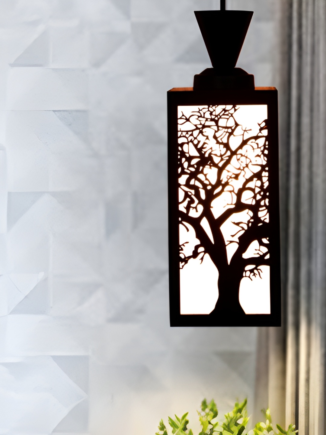 

Afast Brown Wooden Textured Traditional Ceiling Lamp